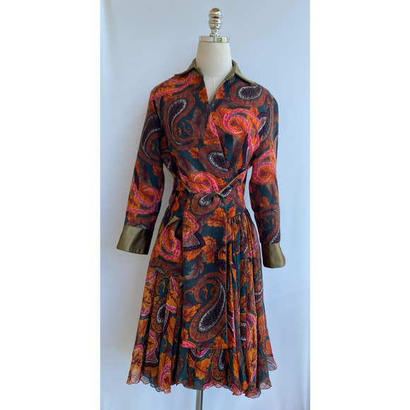 EDOARDO ROCHA Haute Couture Jacket Skirt Suit Two-Piece Set Wool Silk US 4/6 - Picture 1 of 16